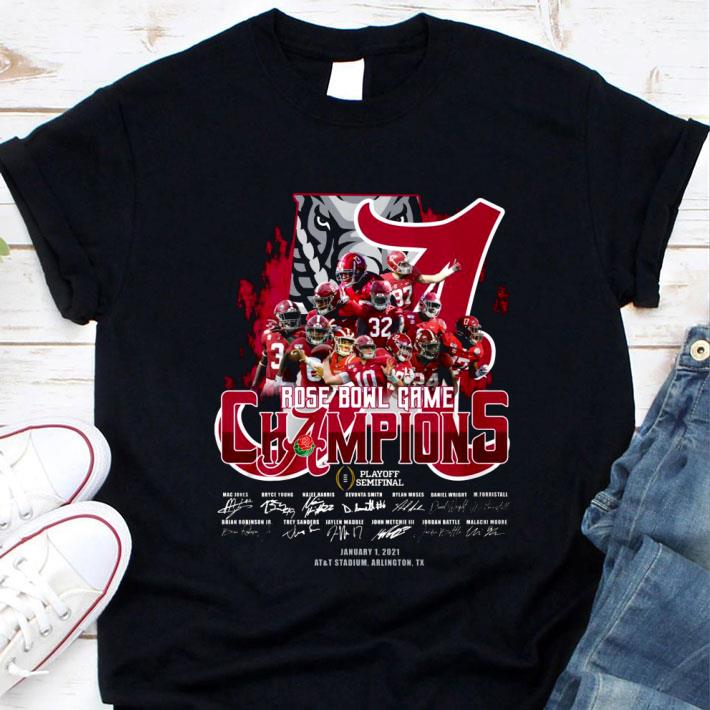 Original Alabama Crimson Tide Rose Bowl Game Champions Playoff Signatures shirt