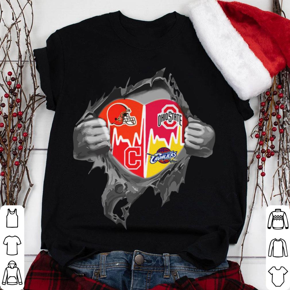 Premium Inside My Heart Cleveland Sports Team Shirt, Cleveland Indians, Cleveland Browns, Cleveland Cavaliers, Ohio State Buckeyes