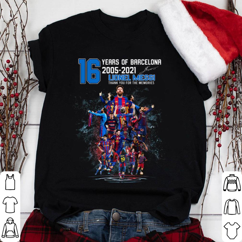 Official 16 years of M10 Lionel Messi Barcelona 2005-2021 signature thank you for the memories shirt