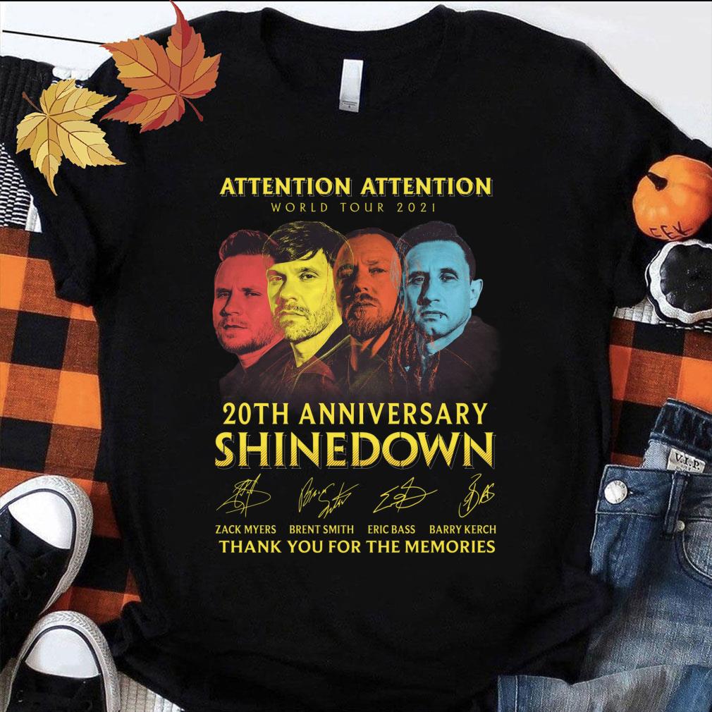 Awesome 2021 ATTENTION ATTENTION World Tour 20th anniversary Shinedown signatures thank memories shirt