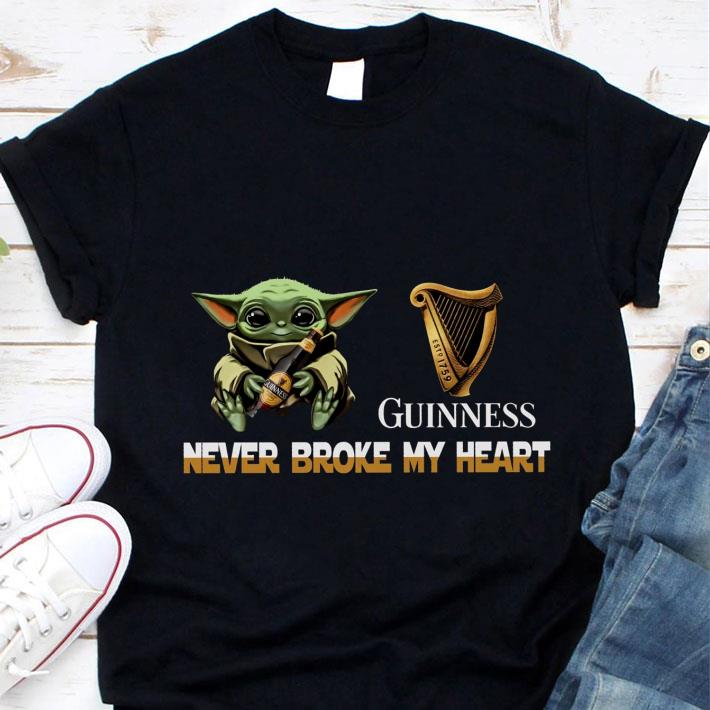Hot Star Wars Baby Yoda Guinness beer Never Broke My Heart Shirt
