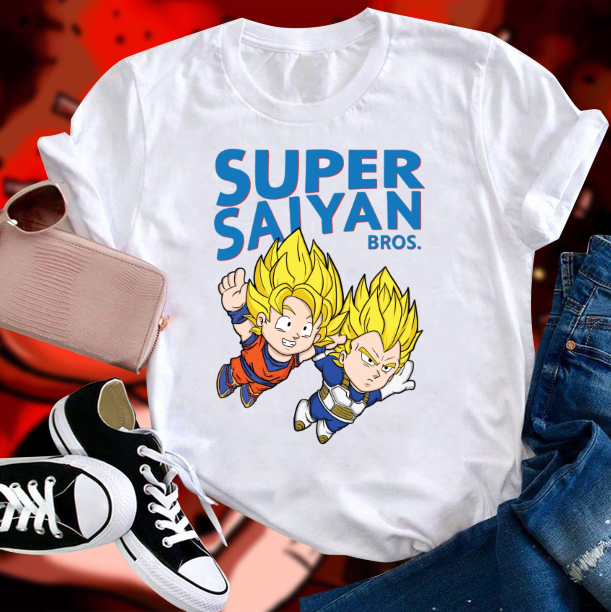 Awesome Super Saiyan Bros Son Goku and Vegeta Dragon Ball Super Mario Shirt