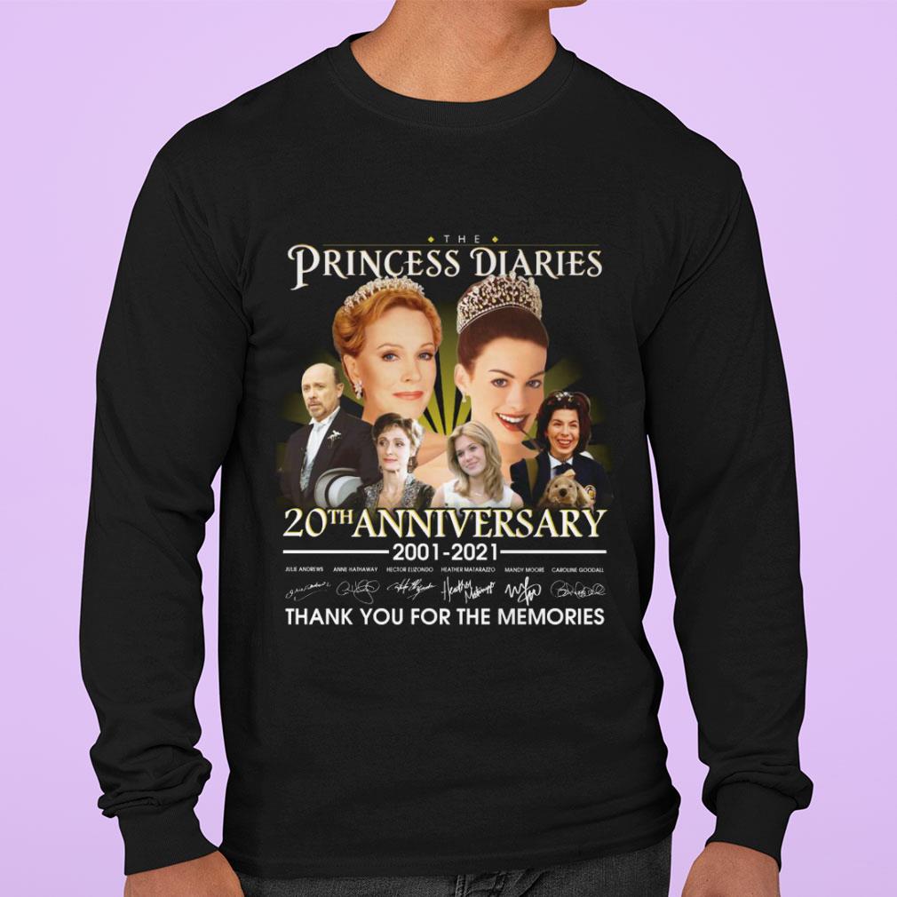 Awesome The Princess Diaries 20th anniversary 2001-2021 signatures thank you for the memories shirt The Princess Diaries 20th anniversary 2001 2021 signatures thank you for the memories shirt 3 - Awesome The Princess Diaries 20th anniversary 2001-2021 signatures thank you for the memories shirt