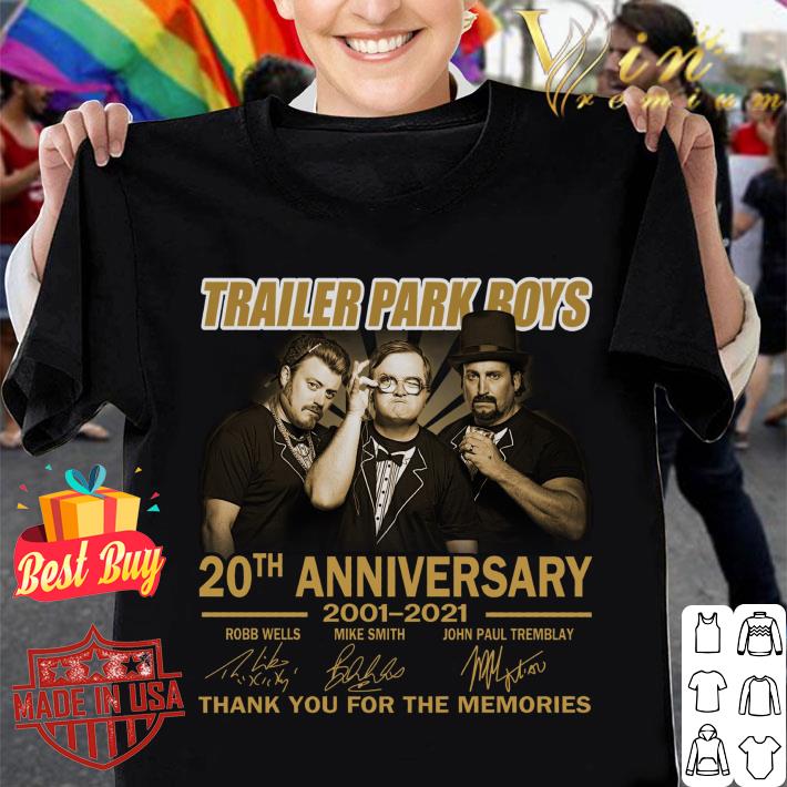 Awesome Trailer Park Boys 20th anniversary 2001-2021 signatures thank you for the memories shirt