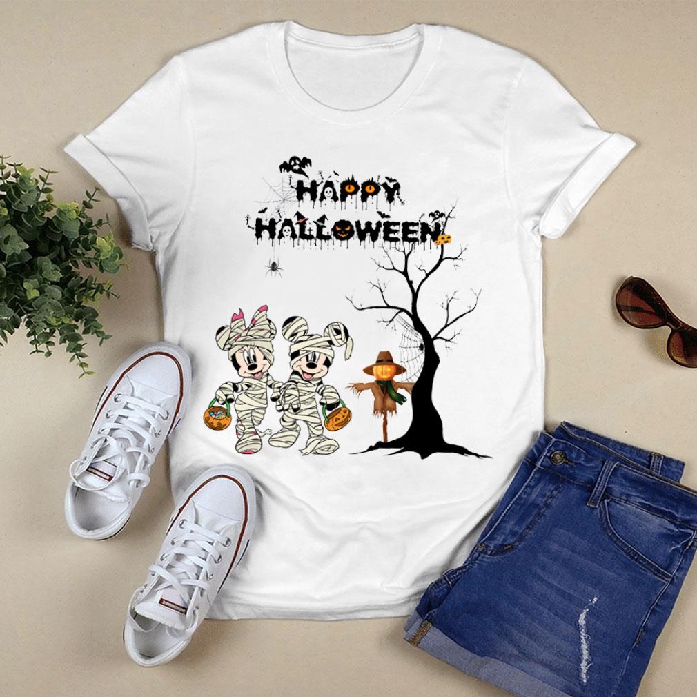Hot Disney Mickey And Minnie Mouse Happy Halloween Shirt