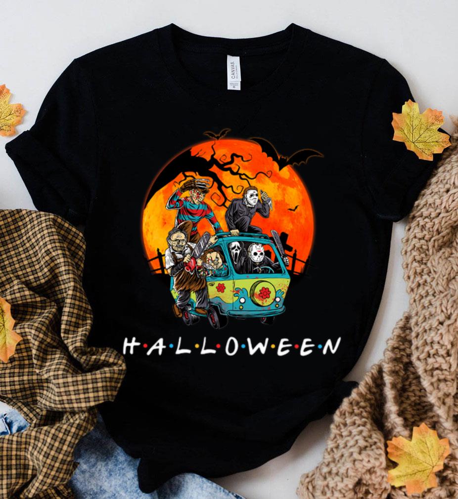 Original Friends Halloween Horror Movies Characters On The Bus Sunset Shirt Friends Halloween Horror Movies Characters On The Bus Sunset Shirt 2 - Original Friends Halloween Horror Movies Characters On The Bus Sunset Shirt