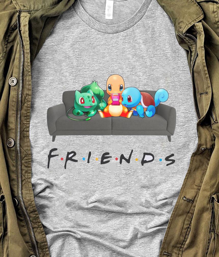 Hot Friends Pokemon On Sofa Shirt, Charmander, Bulbasaur, Squirtle