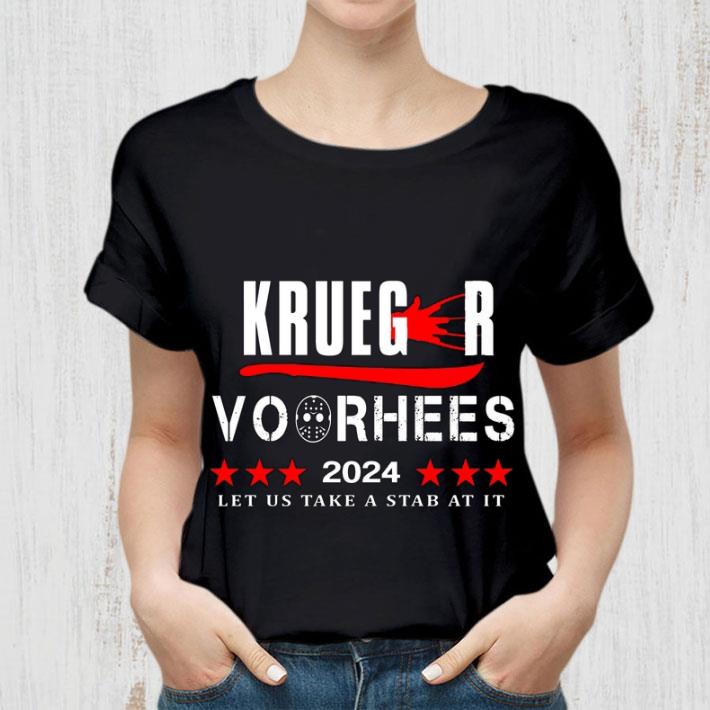 Best Halloween Krueger Voorhees 2024 let us take a stab at it shirt, Jason Voorhees, Freddy Krueger Halloween Krueger Voorhees 2024 let us take a stab at it shirt Jason Voorhees Freddy Krueger 2 - Best Halloween Krueger Voorhees 2024 let us take a stab at it shirt, Jason Voorhees, Freddy Krueger