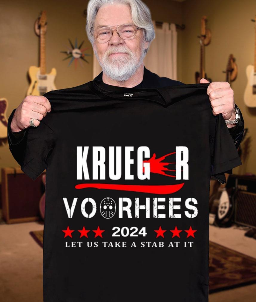 Best Halloween Krueger Voorhees 2024 let us take a stab at it shirt, Jason Voorhees, Freddy Krueger Halloween Krueger Voorhees 2024 let us take a stab at it shirt Jason Voorhees Freddy Krueger 3 - Best Halloween Krueger Voorhees 2024 let us take a stab at it shirt, Jason Voorhees, Freddy Krueger