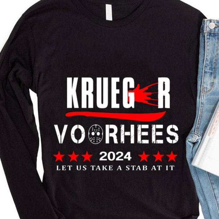 Best Halloween Krueger Voorhees 2024 let us take a stab at it shirt, Jason Voorhees, Freddy Krueger Halloween Krueger Voorhees 2024 let us take a stab at it shirt Jason Voorhees Freddy Krueger 4 - Best Halloween Krueger Voorhees 2024 let us take a stab at it shirt, Jason Voorhees, Freddy Krueger
