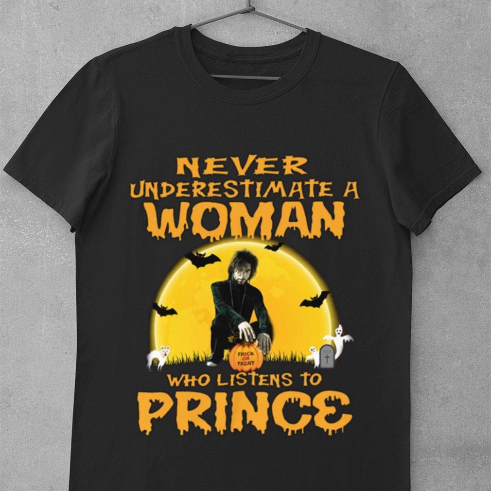 Best Halloween Never underestimate a woman trick or treat who listens to Prince shirt Halloween Never underestimate a woman trick or treat who listens to Prince shirt 1 - Best Halloween Never underestimate a woman trick or treat who listens to Prince shirt