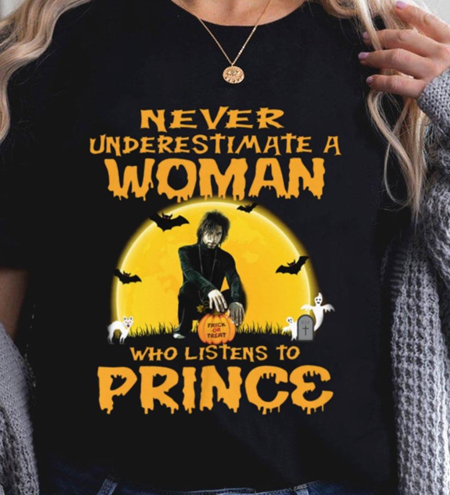 Best Halloween Never underestimate a woman trick or treat who listens to Prince shirt Halloween Never underestimate a woman trick or treat who listens to Prince shirt 2 - Best Halloween Never underestimate a woman trick or treat who listens to Prince shirt