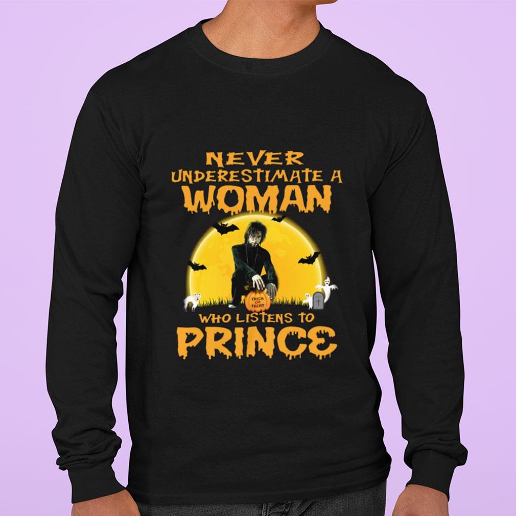 Best Halloween Never underestimate a woman trick or treat who listens to Prince shirt Halloween Never underestimate a woman trick or treat who listens to Prince shirt 3 - Best Halloween Never underestimate a woman trick or treat who listens to Prince shirt