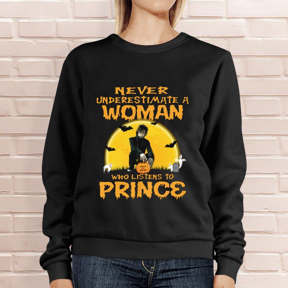Best Halloween Never underestimate a woman trick or treat who listens to Prince shirt Halloween Never underestimate a woman trick or treat who listens to Prince shirt 4 - Best Halloween Never underestimate a woman trick or treat who listens to Prince shirt