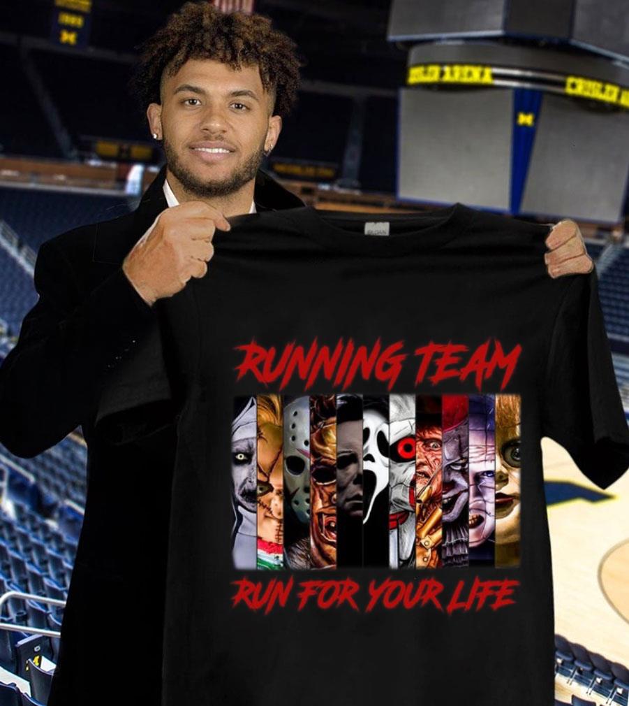 Best Halloween Running team run for your life horror movies characters shirt