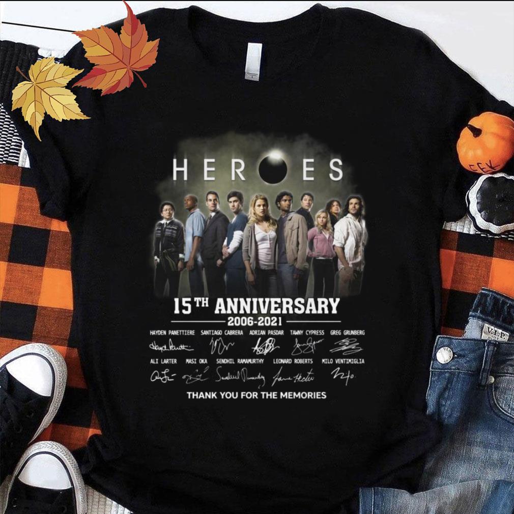 Official Heroes 15th anniversary 2006-2021 thank you for the memories signatures shirt Heroes 15th anniversary 2006 2021 thank you for the memories signatures shirt 1 - Official Heroes 15th anniversary 2006-2021 thank you for the memories signatures shirt