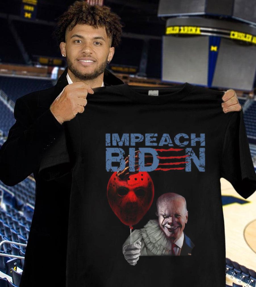 Best Impeach Joe Biden Pennywise hold Jason Voorhees Balloon Shirt