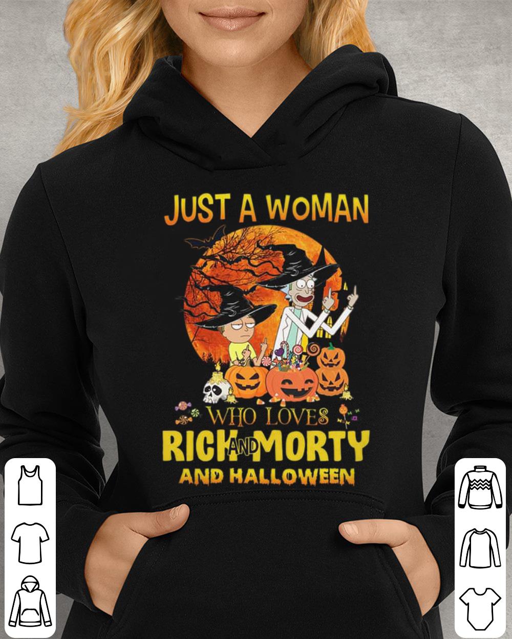Funny Just a woman who loves Rick and Morty and halloween pumpkin witch shirt Just a woman who loves Rick and Morty and halloween pumpkin witch shirt 4 - Funny Just a woman who loves Rick and Morty and halloween pumpkin witch shirt