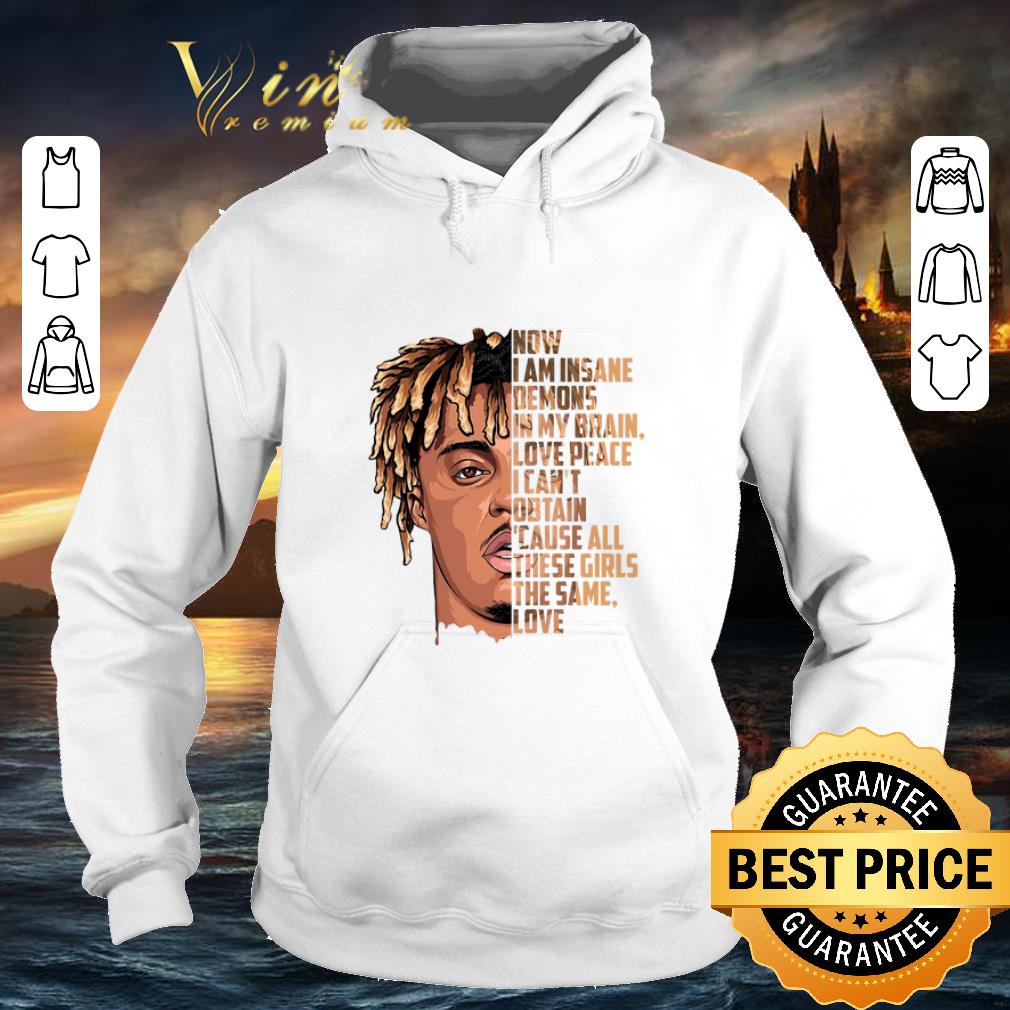 Best RIP Juice Wrld now i am insane demons in my brain love peace shirt 4 - Best RIP Juice Wrld now i am insane demons in my brain love peace shirt