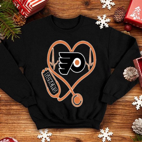 Philadelphia Flyers Nurse Heart Stethoscope Heartbeat shirt