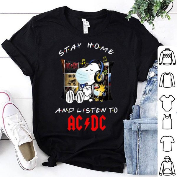 Snoopy And Woodstock Stay Home And Listen To ACDC shirt