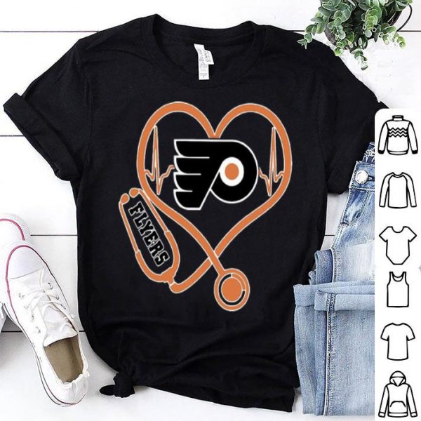 Philadelphia Flyers Nurse Heart Stethoscope Heartbeat shirt