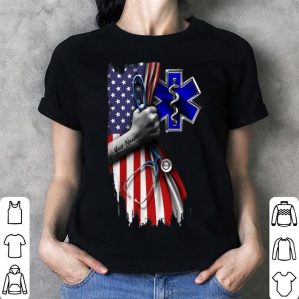 EMT Emergency Medical Technician Stethoscope American Flag shirt