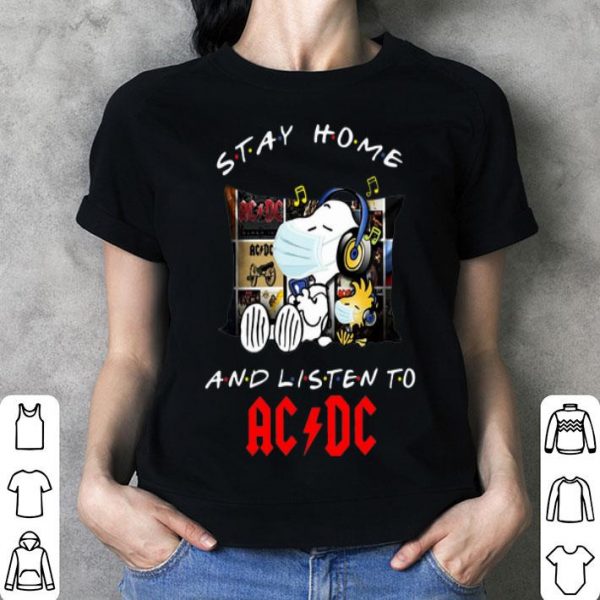 Snoopy And Woodstock Stay Home And Listen To ACDC shirt