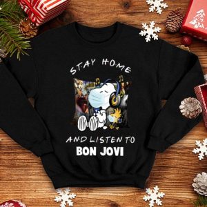 Snoopy Woodstock Stay Home And Listen To Bon Jovi shirt