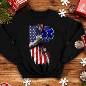 EMT Emergency Medical Technician Stethoscope American Flag shirt