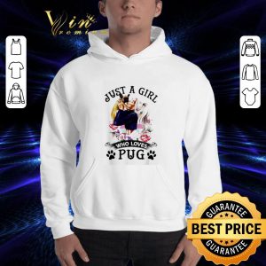 Original Just a girl who loves pugs flowers shirt 2