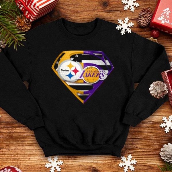 Pittsburgh Steelers And Los Angeles Lakers Inside Superman shirt