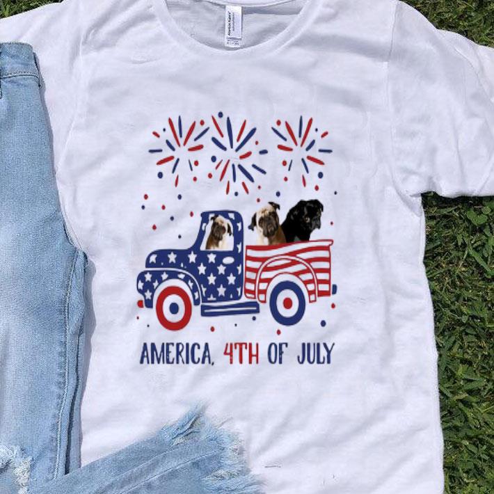 Bulldog And Truck American Flag Independence Day shirt
