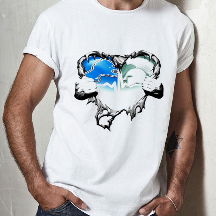 Detroit Lions Vs Michigan State Spartans Blood Inside Me Heart shirt