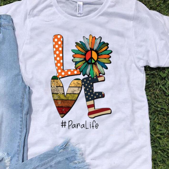Love Hippie Sunflower American Flag Para Life shirt