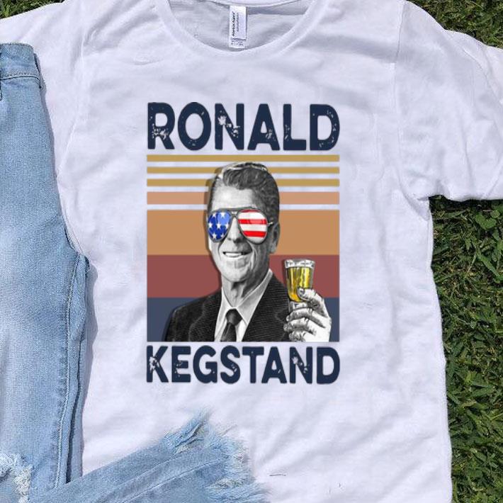 Vintage Ronald Kegstand Drink Beer American Flag shirt