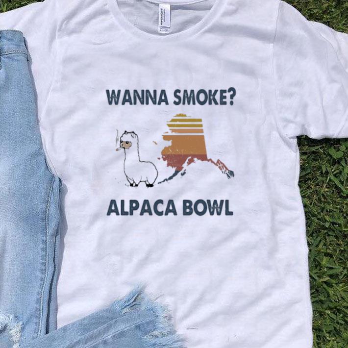 Vintage Llama Wanna Smoke Alpaca Bowl Alaska Map shirt