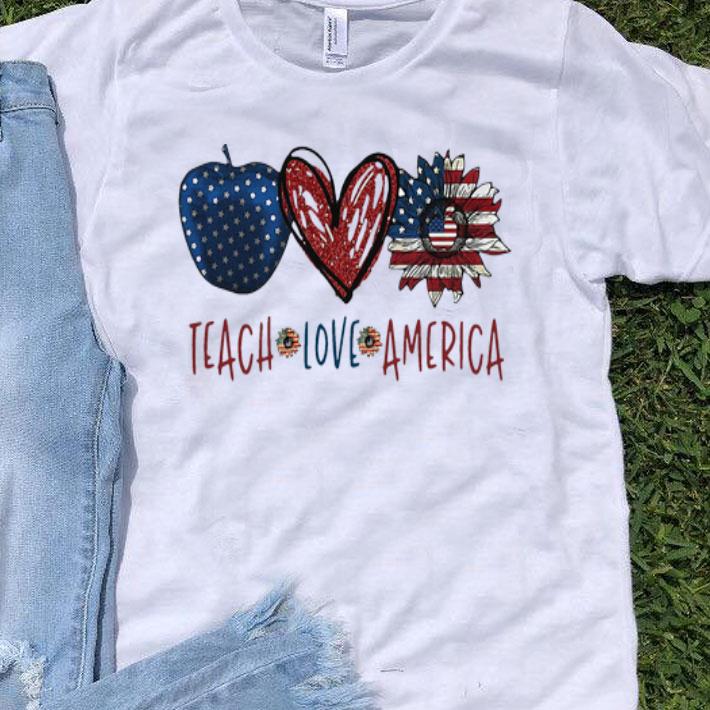 Apple Teach Love America Flag Independence Day shirt