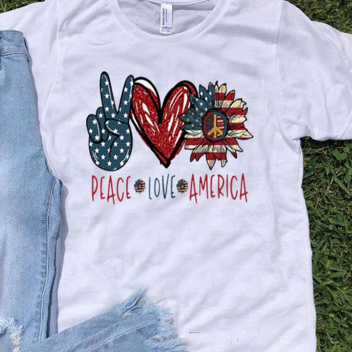 Peace Love America Sunflower American Flag shirt