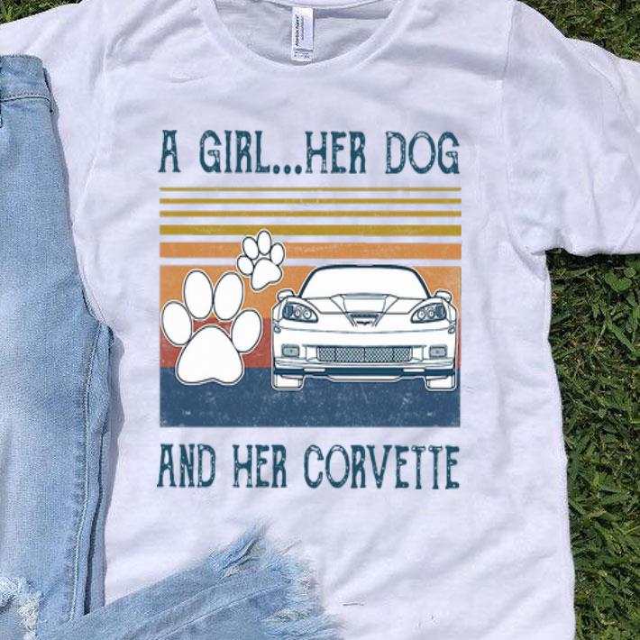 Vintage A Girl Her Dog And Her Corvette shirt
