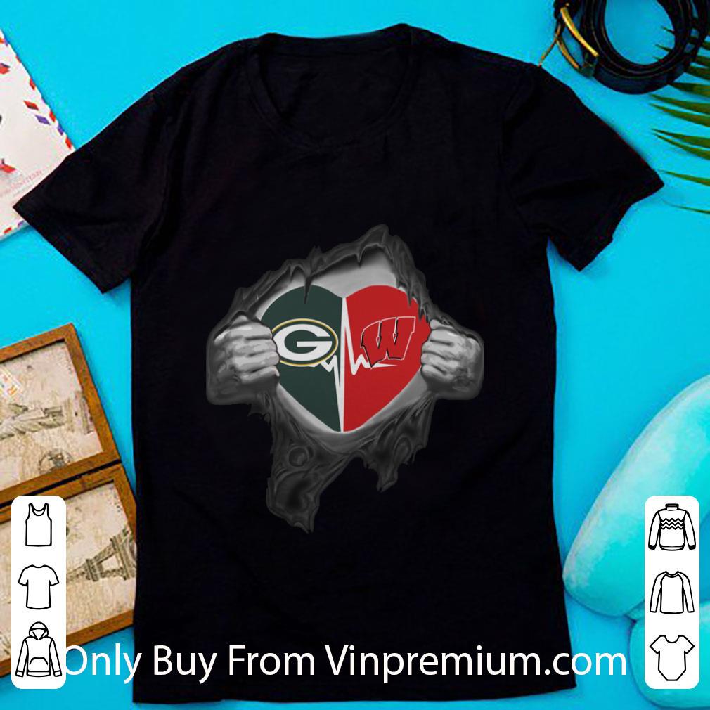 Premium Green Bay Packers Inside My Heart Wisconsin Badgers shirt