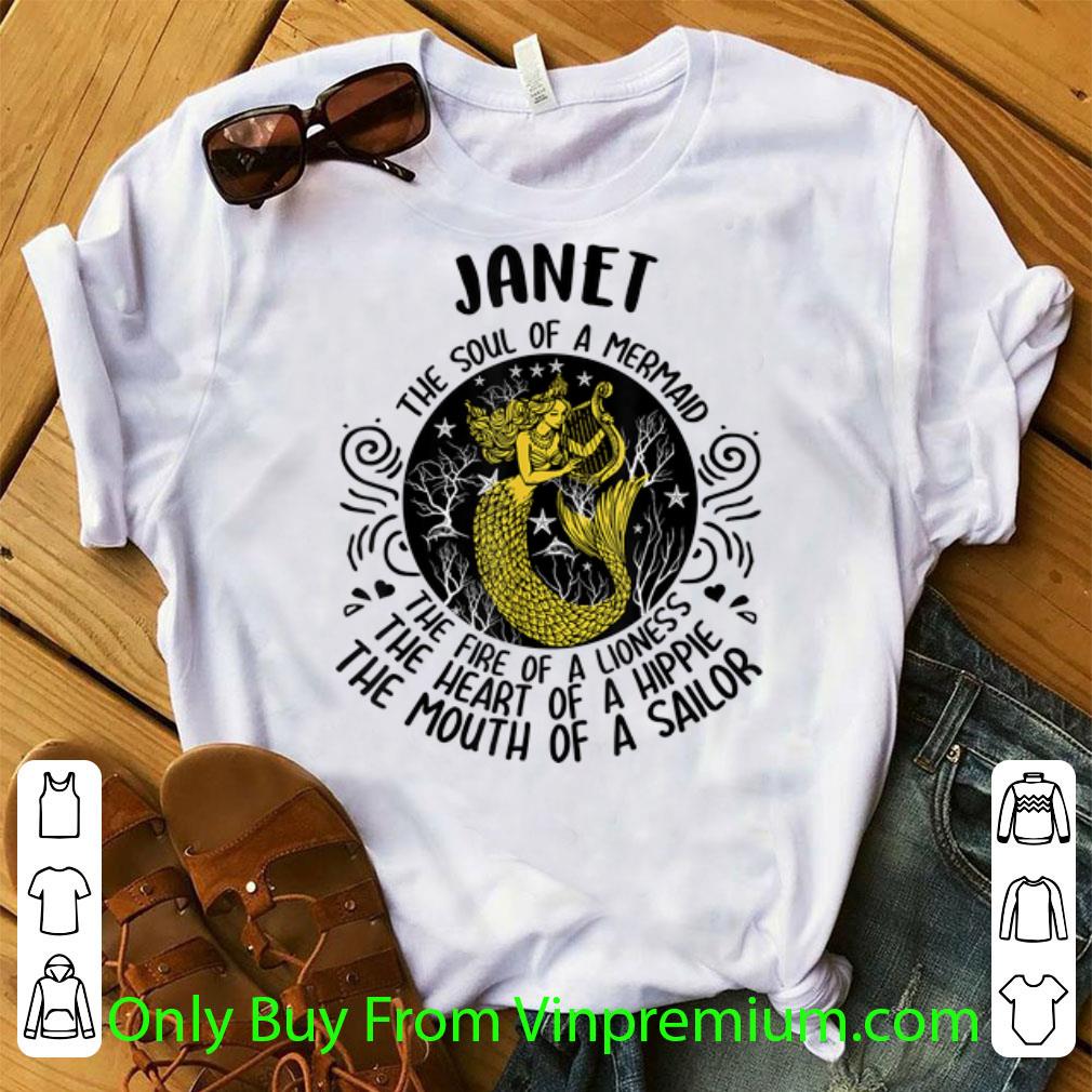 Nice Janet Harp The Soul Of A Mermaid The Fire Of A Lioness The Heart Of A Hippie The Mouth Of A Sailor shirt