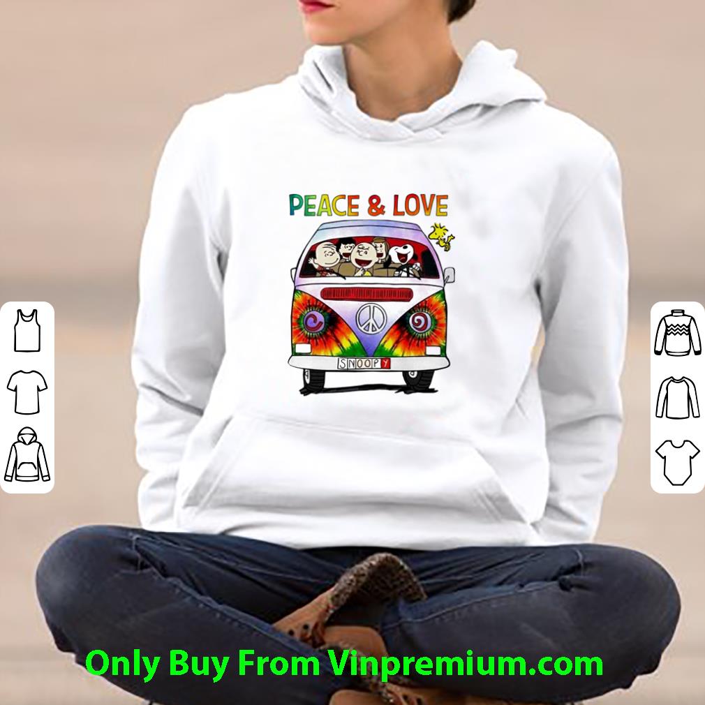 76af0149 top snoopy and friends peace and love hippie bus shirt 4 - Top Snoopy And Friends Peace And Love Hippie Bus shirt