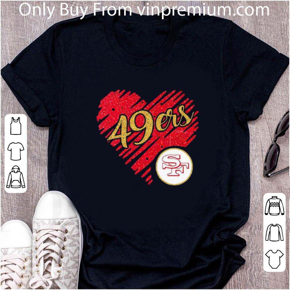Official San francisco 49ers logo heart diamond shirt