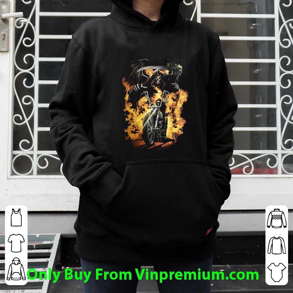 c9a4c76f great skeleton death riding motorcycle fire shirt 4 - Great Skeleton Death Riding Motorcycle Fire shirt