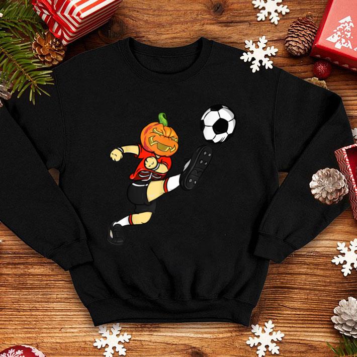 38b10b00 premium funny halloween costume pumpkin player soccer shirt 4 - Premium Funny Halloween Costume Pumpkin Player Soccer shirt