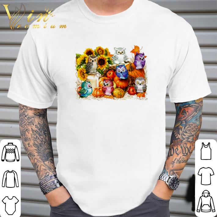 Funny Owl sunflower Autumn happy Thanksgiving shirt