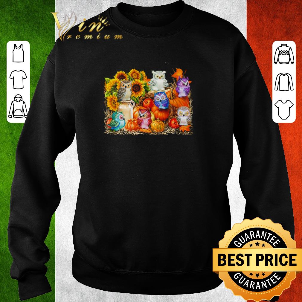 d2c03e28 pretty owls pumpkin sunflower halloween shirt 4 - Pretty Owls Pumpkin Sunflower Halloween shirt