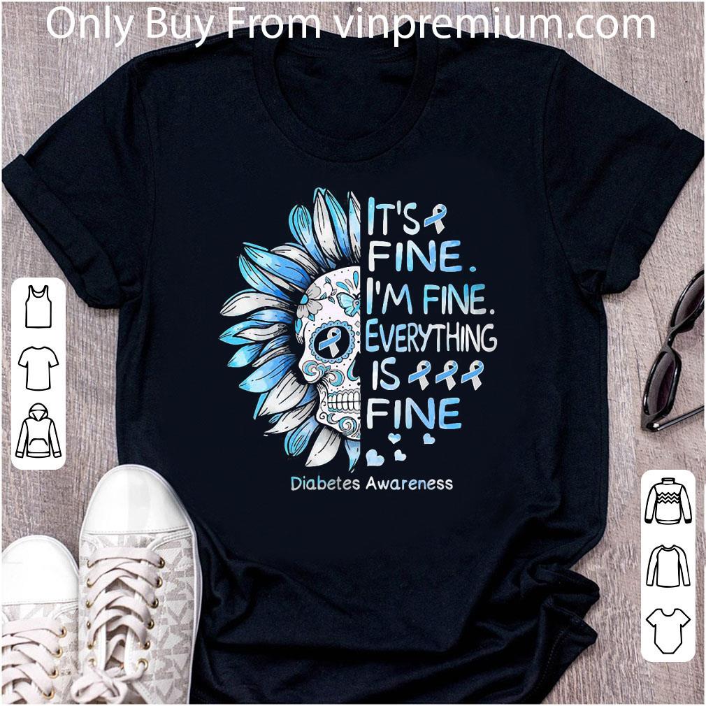 Awesome Sugar Skull Sunflower I’m Fine Everything’s Fine Diabetes Awareness shirt