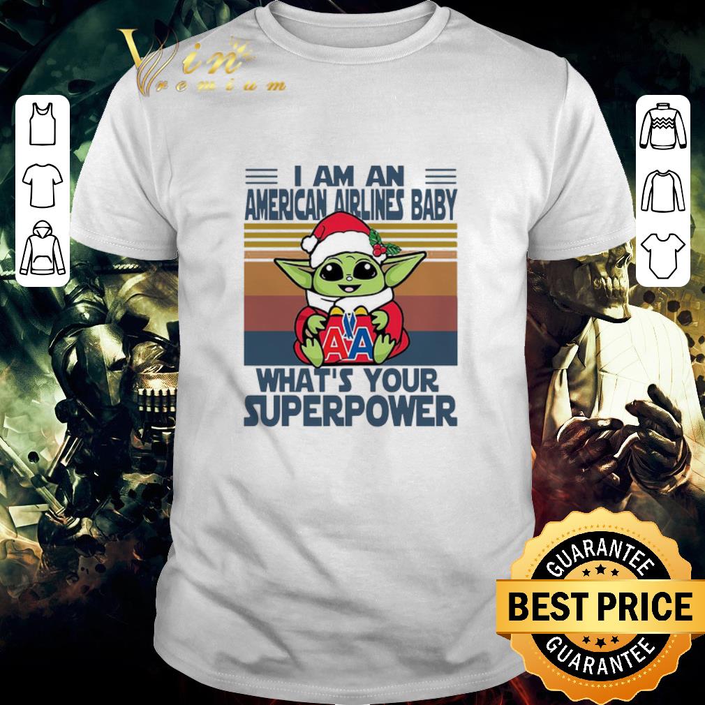 Awesome Baby Yoda Santa Hug American Airlines What’s Your Superpower Vintage Retro Christmas Sweater shirt